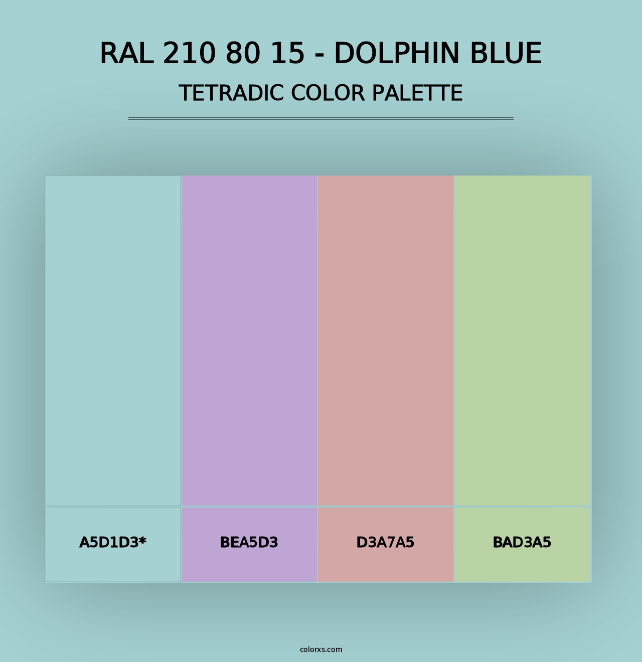 RAL 210 80 15 - Dolphin Blue - Tetradic Color Palette