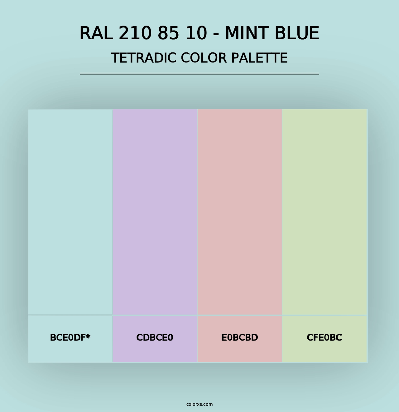 RAL 210 85 10 - Mint Blue - Tetradic Color Palette