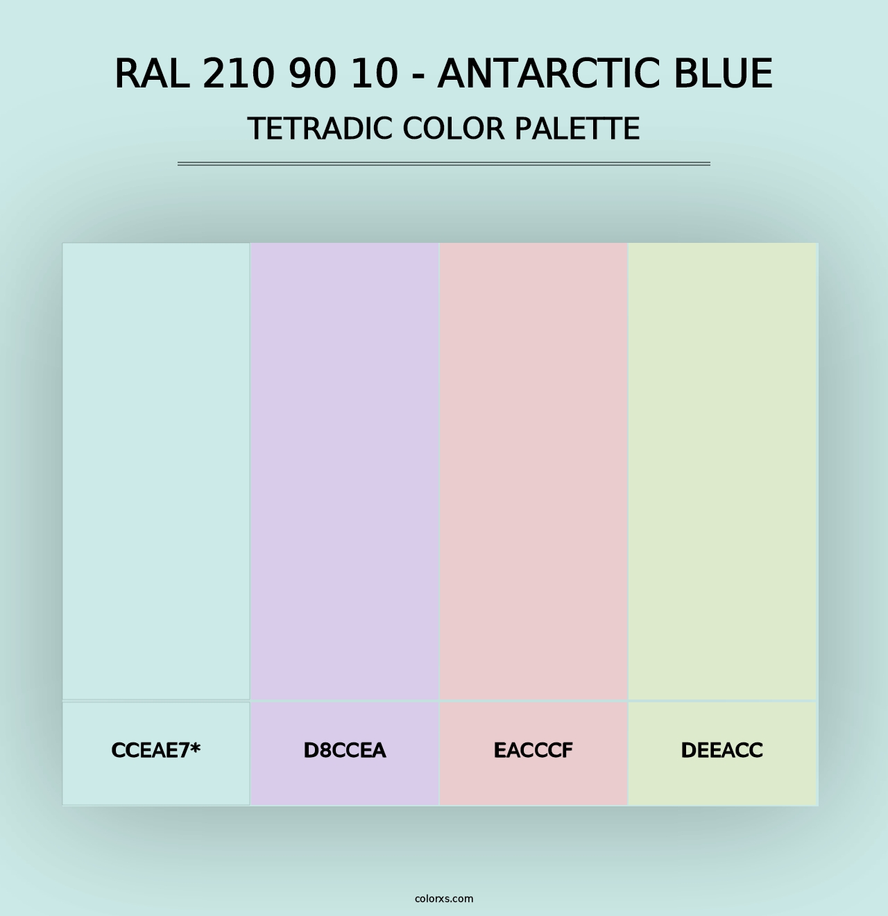 RAL 210 90 10 - Antarctic Blue - Tetradic Color Palette