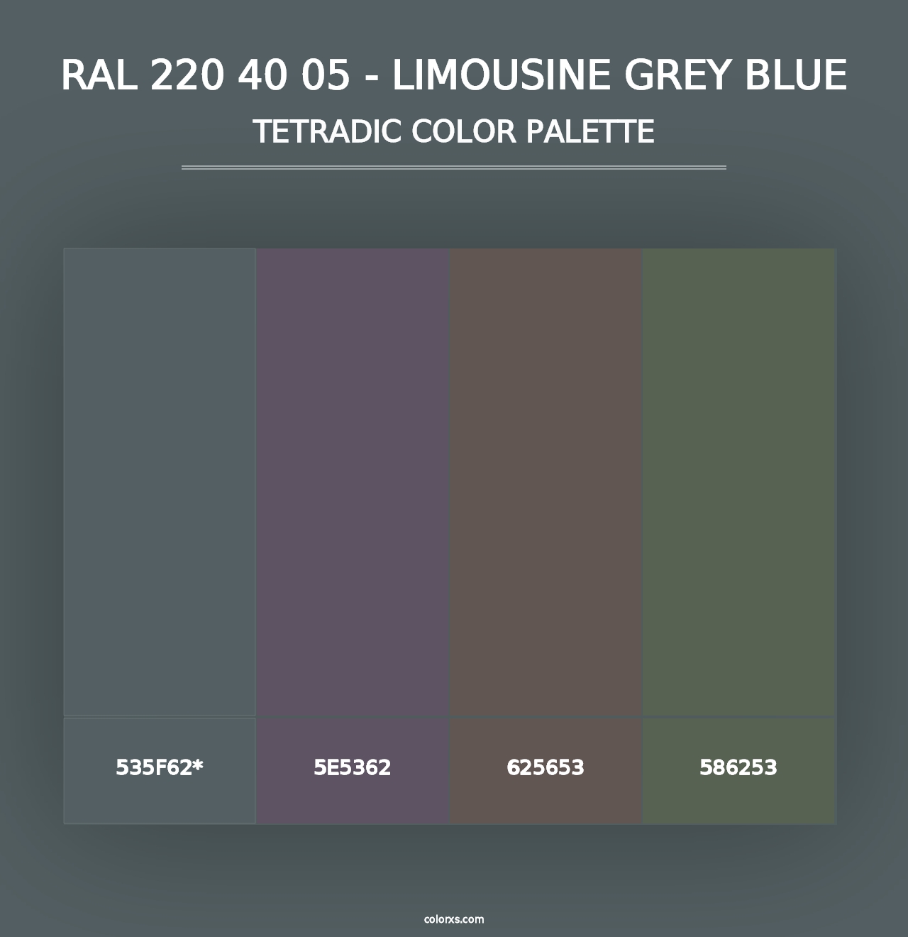 RAL 220 40 05 - Limousine Grey Blue - Tetradic Color Palette