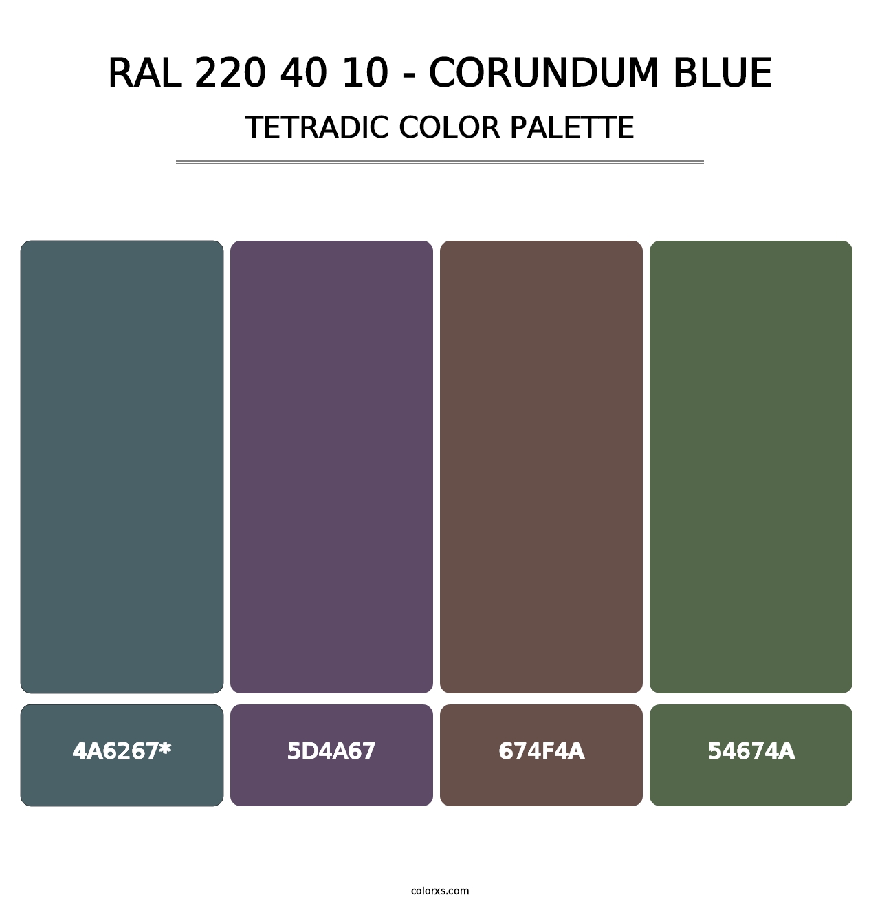 RAL 220 40 10 - Corundum Blue - Tetradic Color Palette