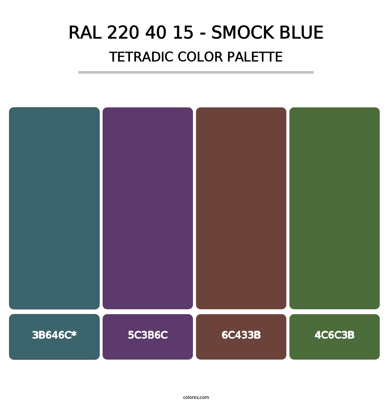 RAL 220 40 15 - Smock Blue - Tetradic Color Palette