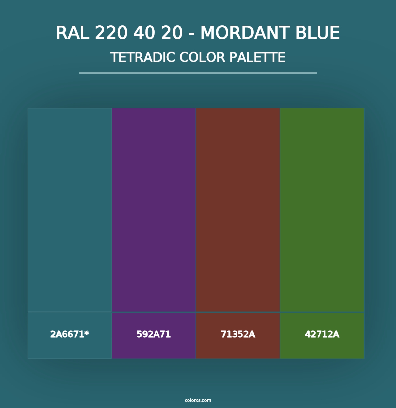 RAL 220 40 20 - Mordant Blue - Tetradic Color Palette