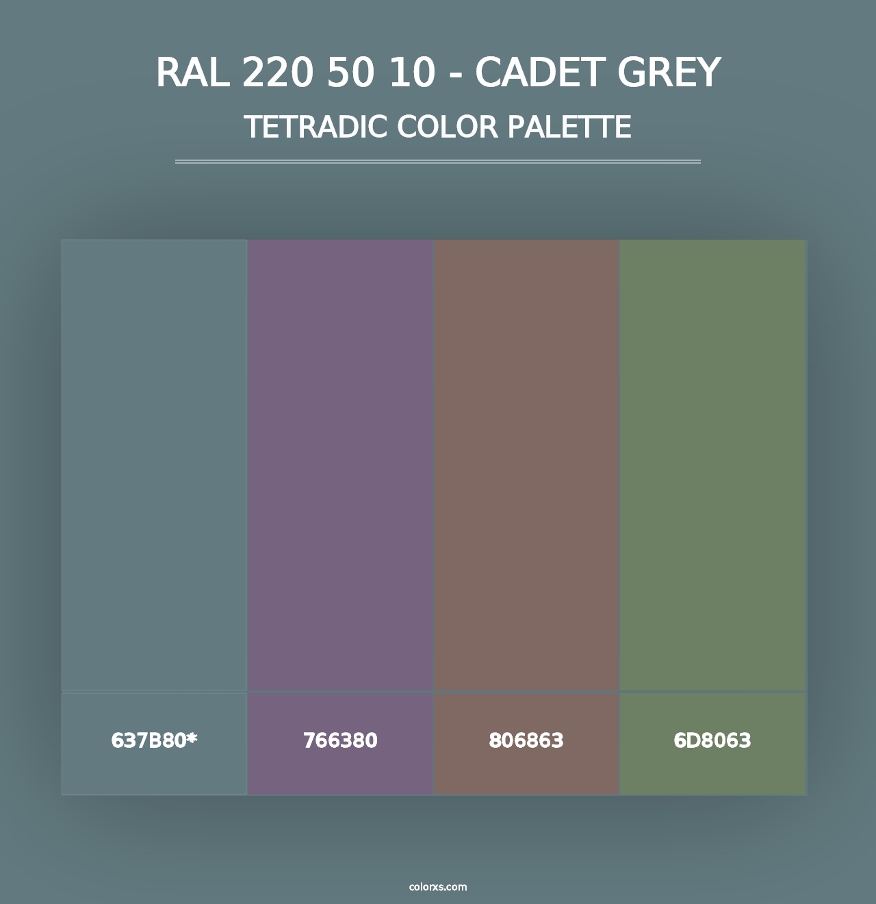 RAL 220 50 10 - Cadet Grey - Tetradic Color Palette