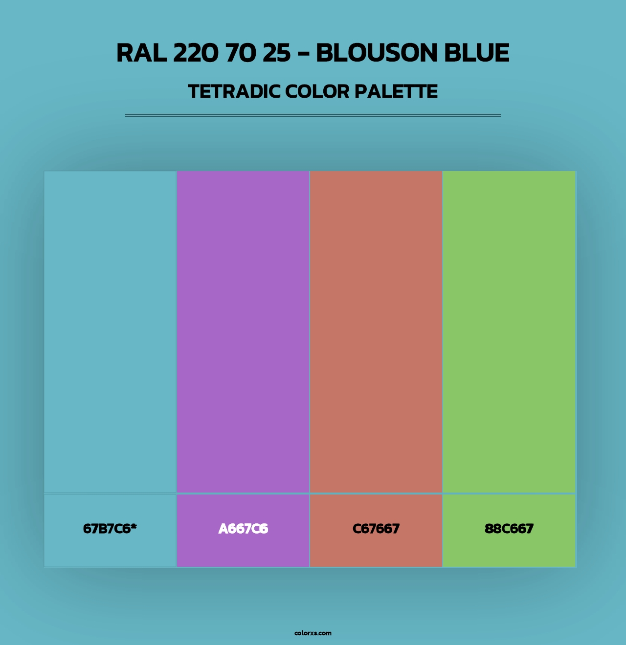 RAL 220 70 25 - Blouson Blue - Tetradic Color Palette