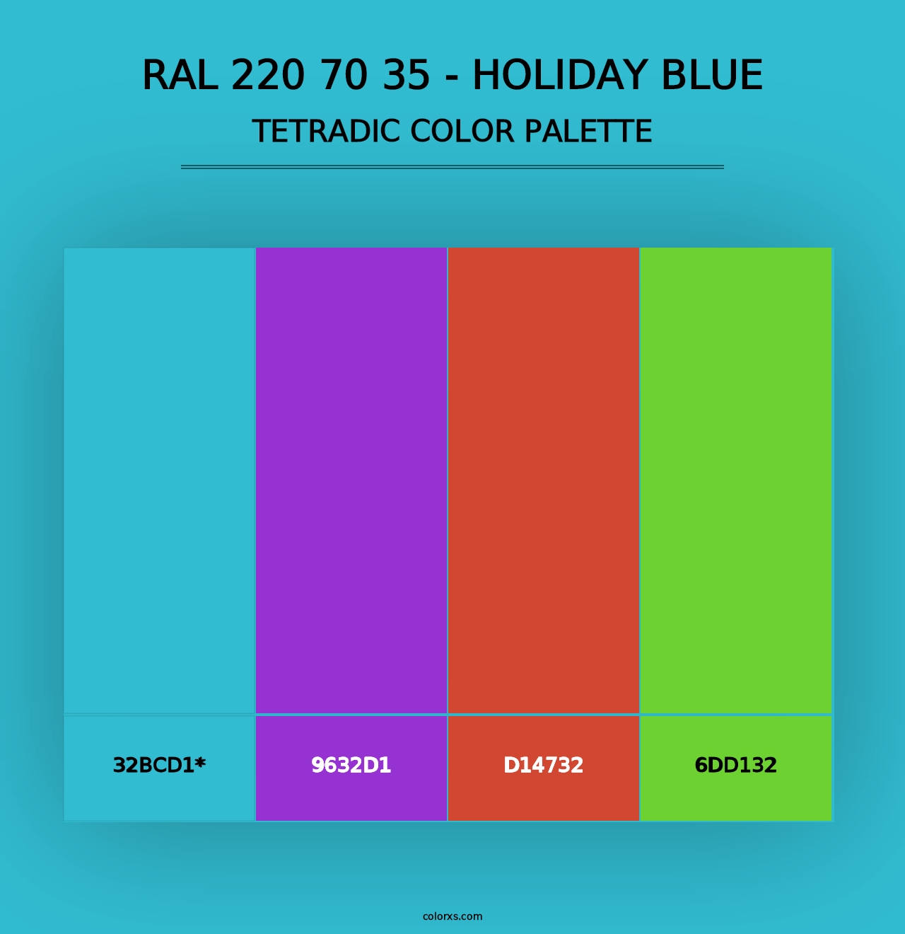 RAL 220 70 35 - Holiday Blue - Tetradic Color Palette