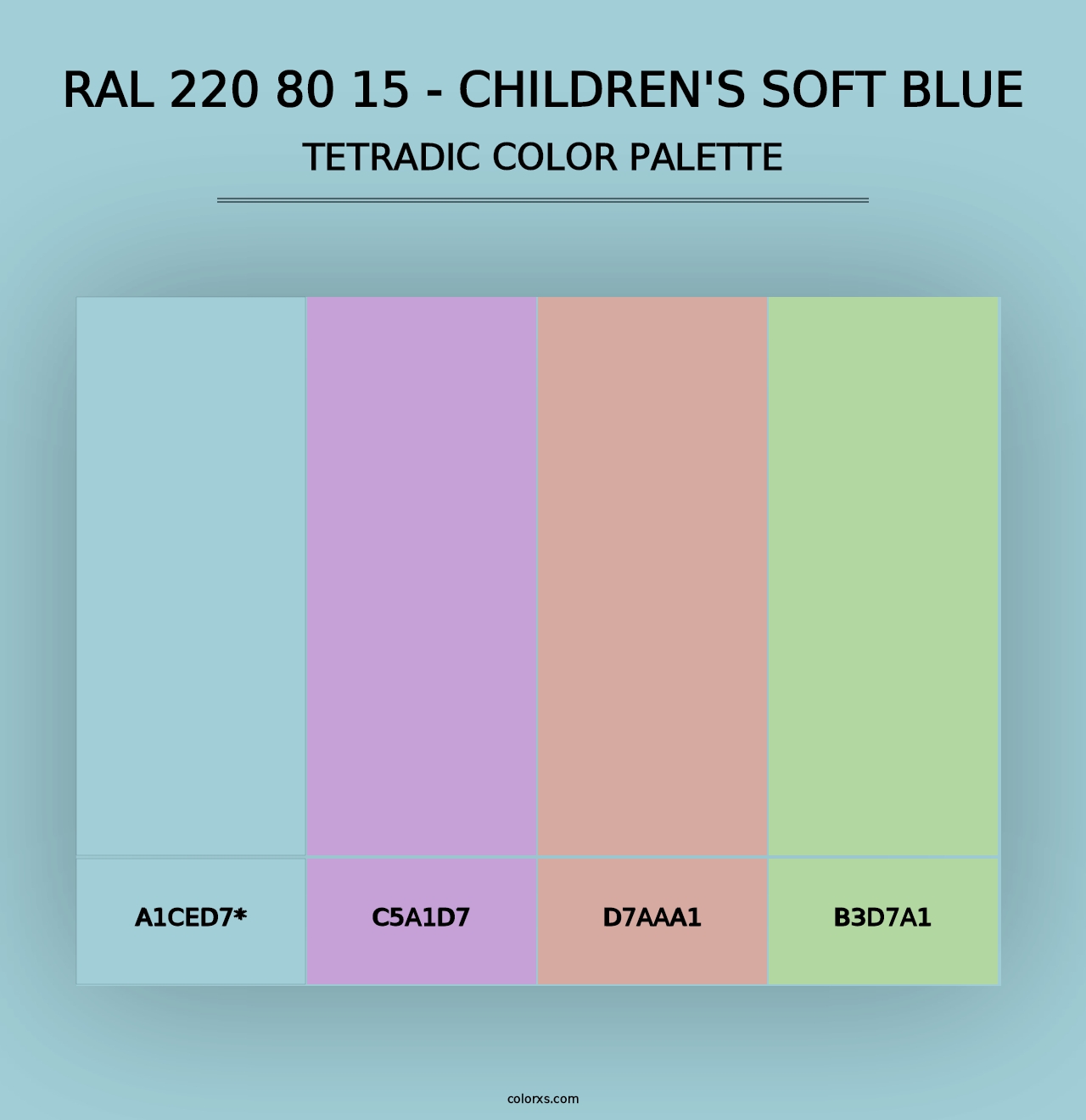 RAL 220 80 15 - Children's Soft Blue - Tetradic Color Palette