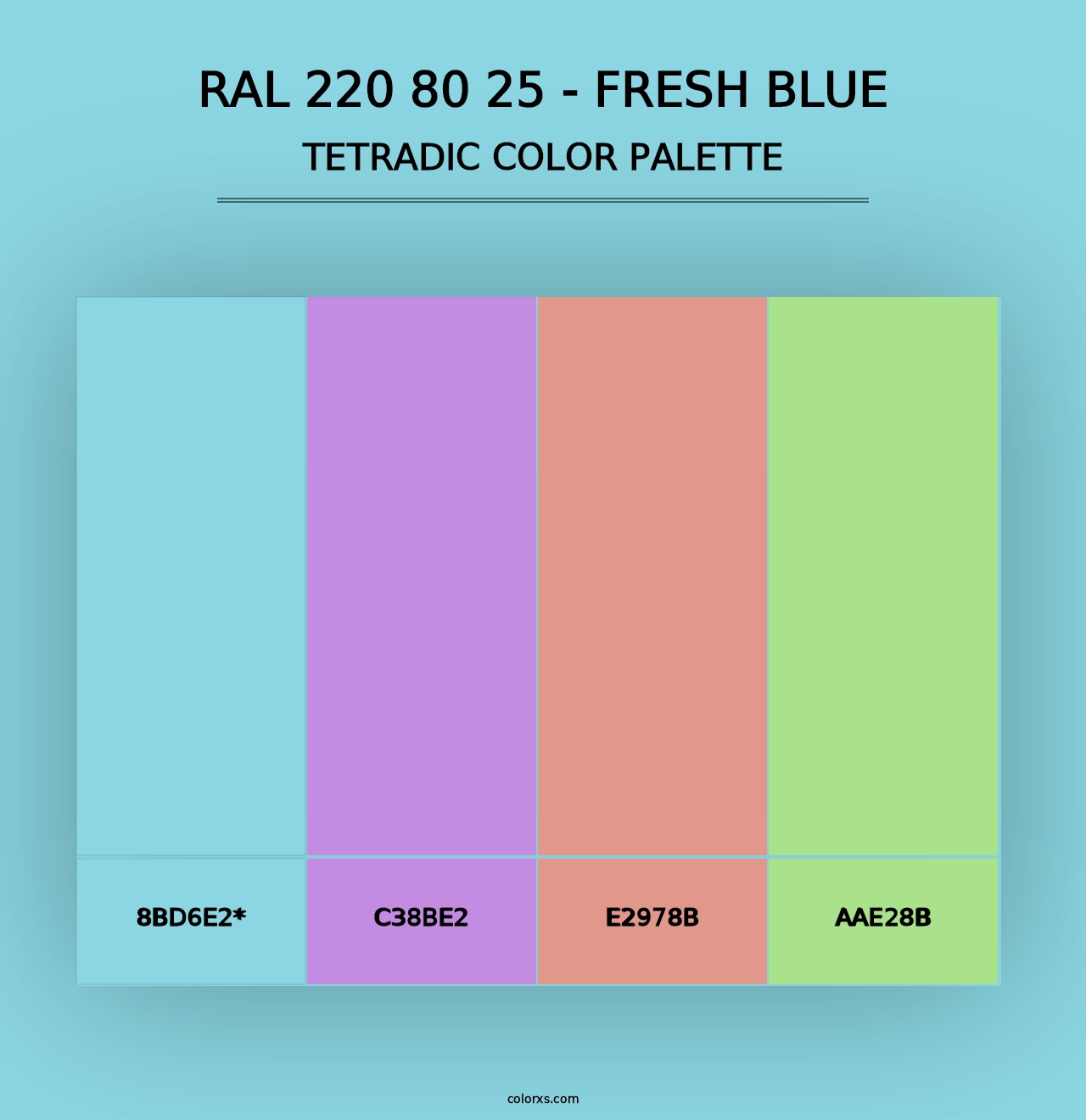 RAL 220 80 25 - Fresh Blue - Tetradic Color Palette