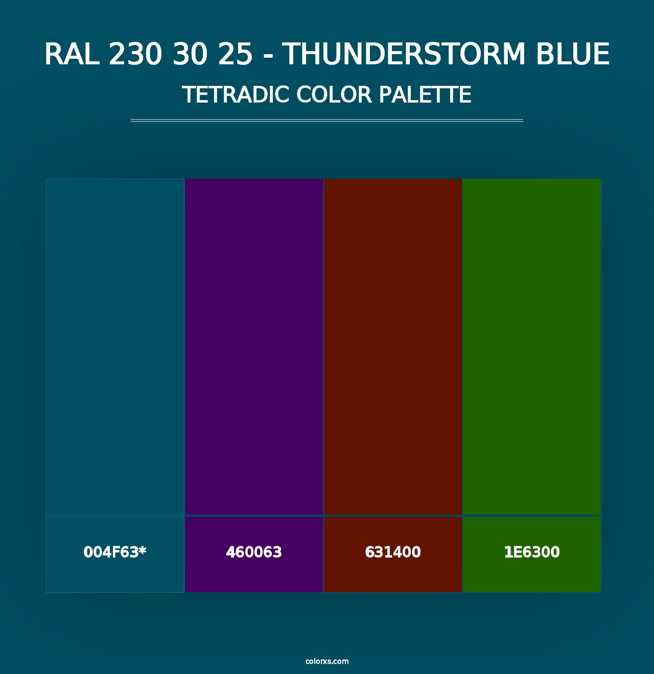 RAL 230 30 25 - Thunderstorm Blue - Tetradic Color Palette