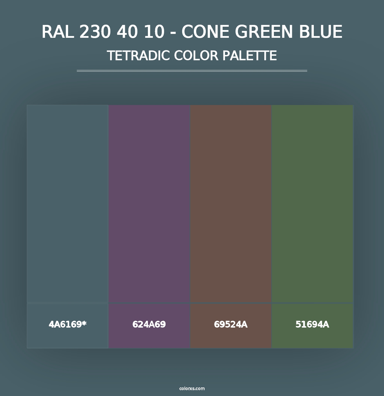 RAL 230 40 10 - Cone Green Blue - Tetradic Color Palette