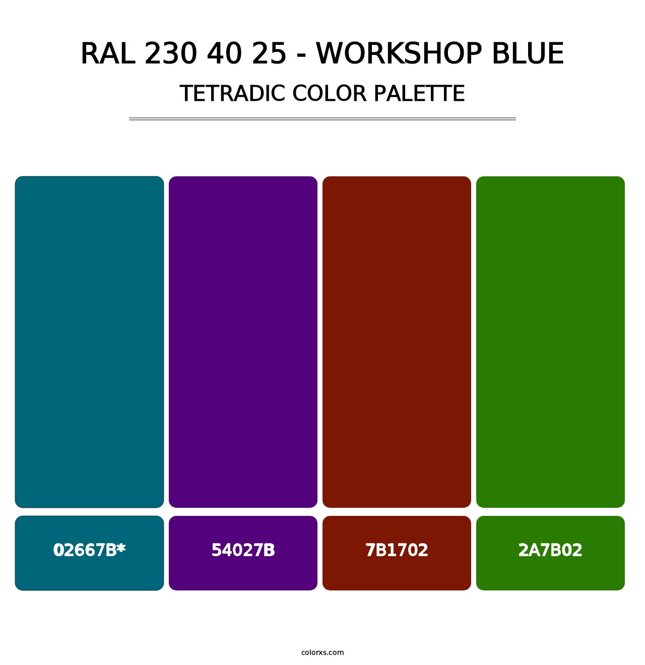 RAL 230 40 25 - Workshop Blue - Tetradic Color Palette