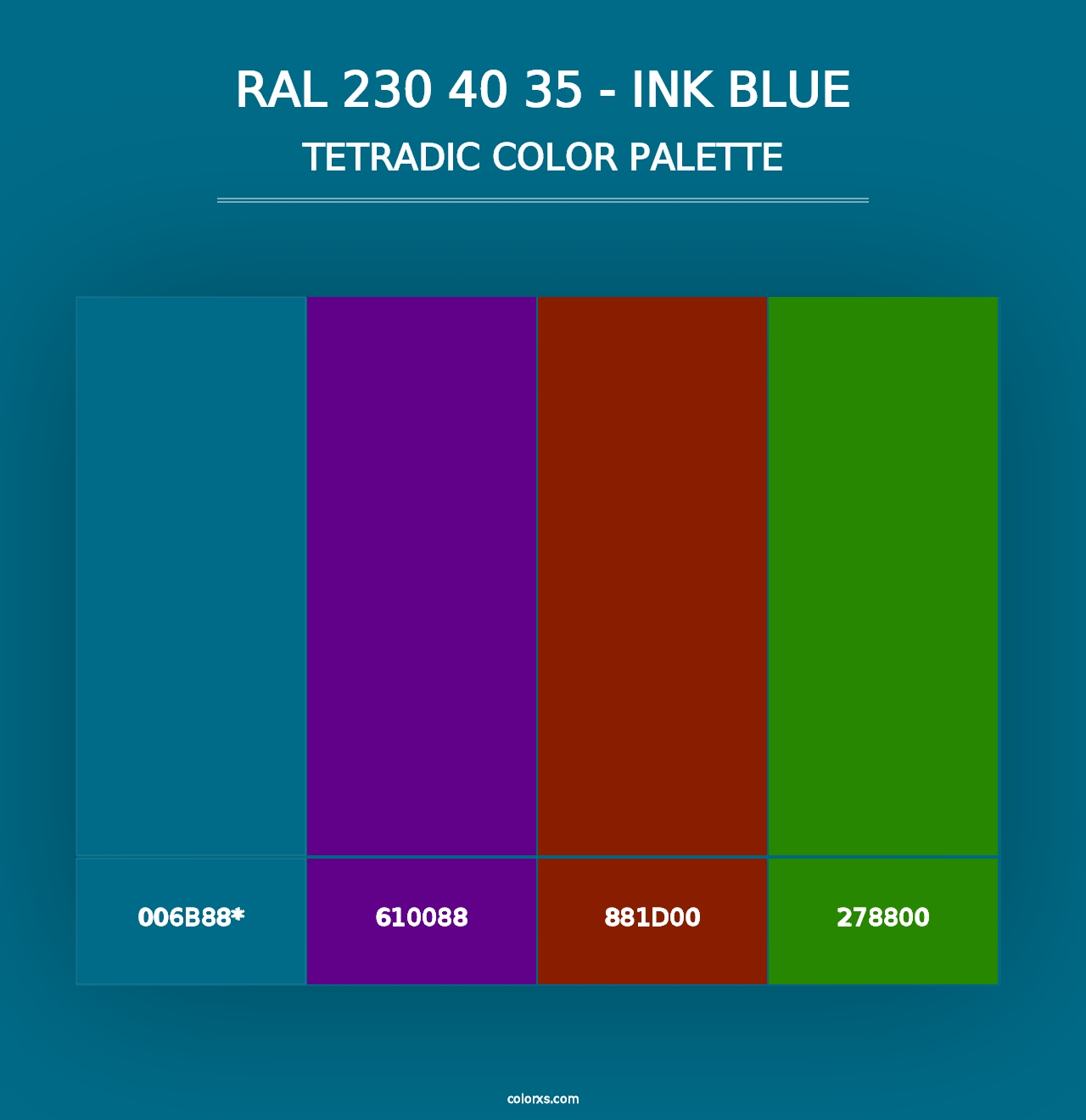 RAL 230 40 35 - Ink Blue - Tetradic Color Palette