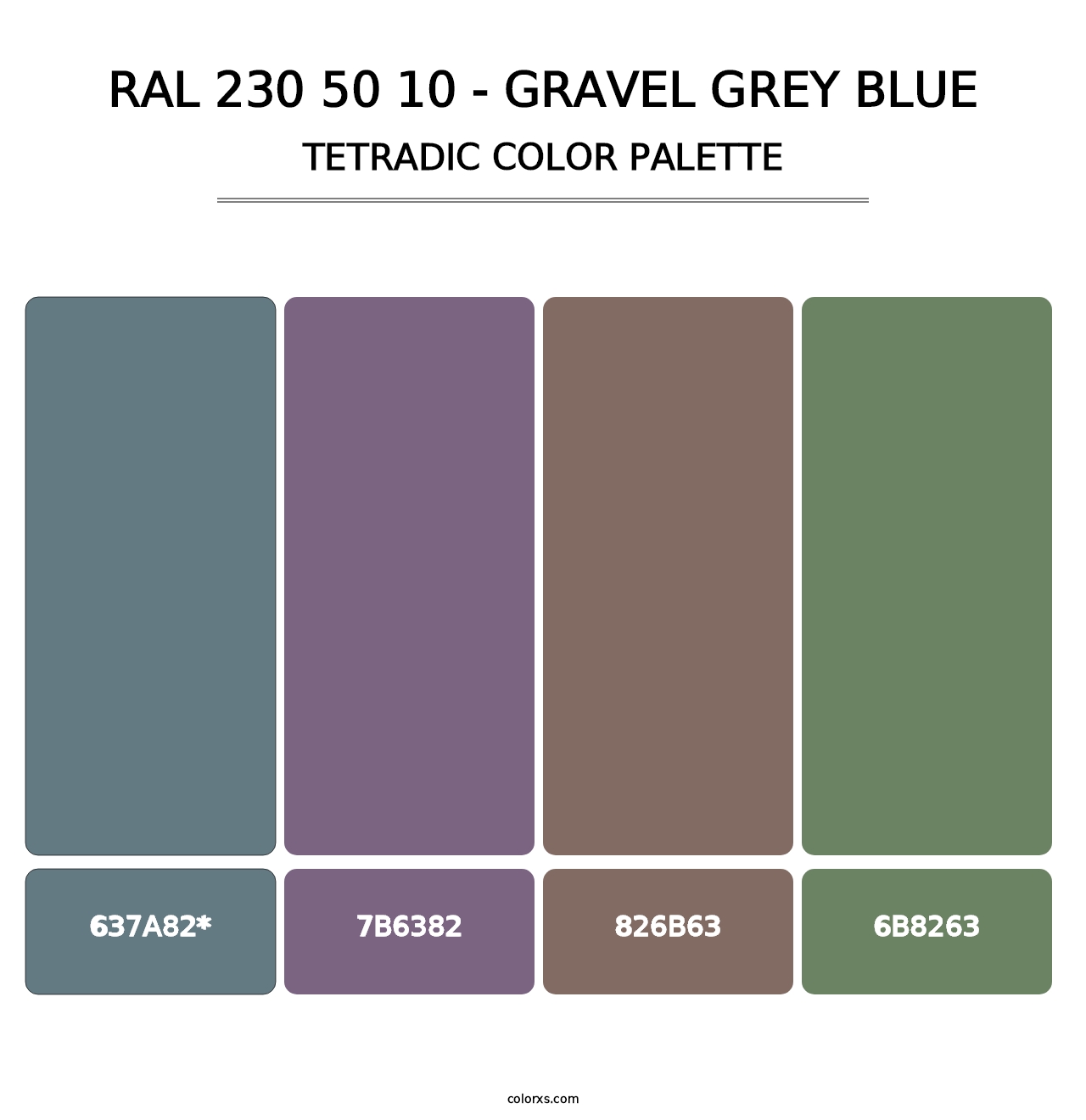 RAL 230 50 10 - Gravel Grey Blue - Tetradic Color Palette