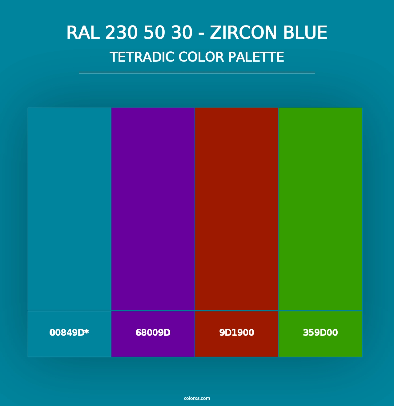 RAL 230 50 30 - Zircon Blue - Tetradic Color Palette