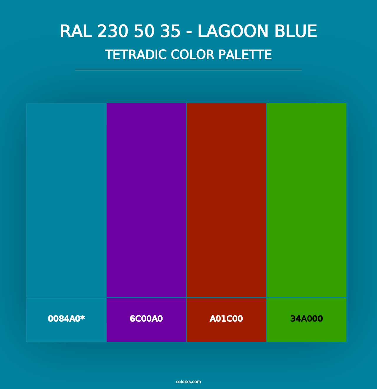 RAL 230 50 35 - Lagoon Blue - Tetradic Color Palette