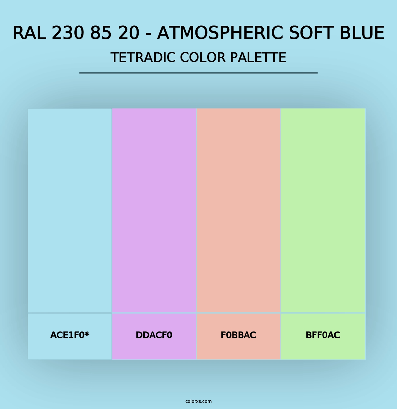 RAL 230 85 20 - Atmospheric Soft Blue - Tetradic Color Palette