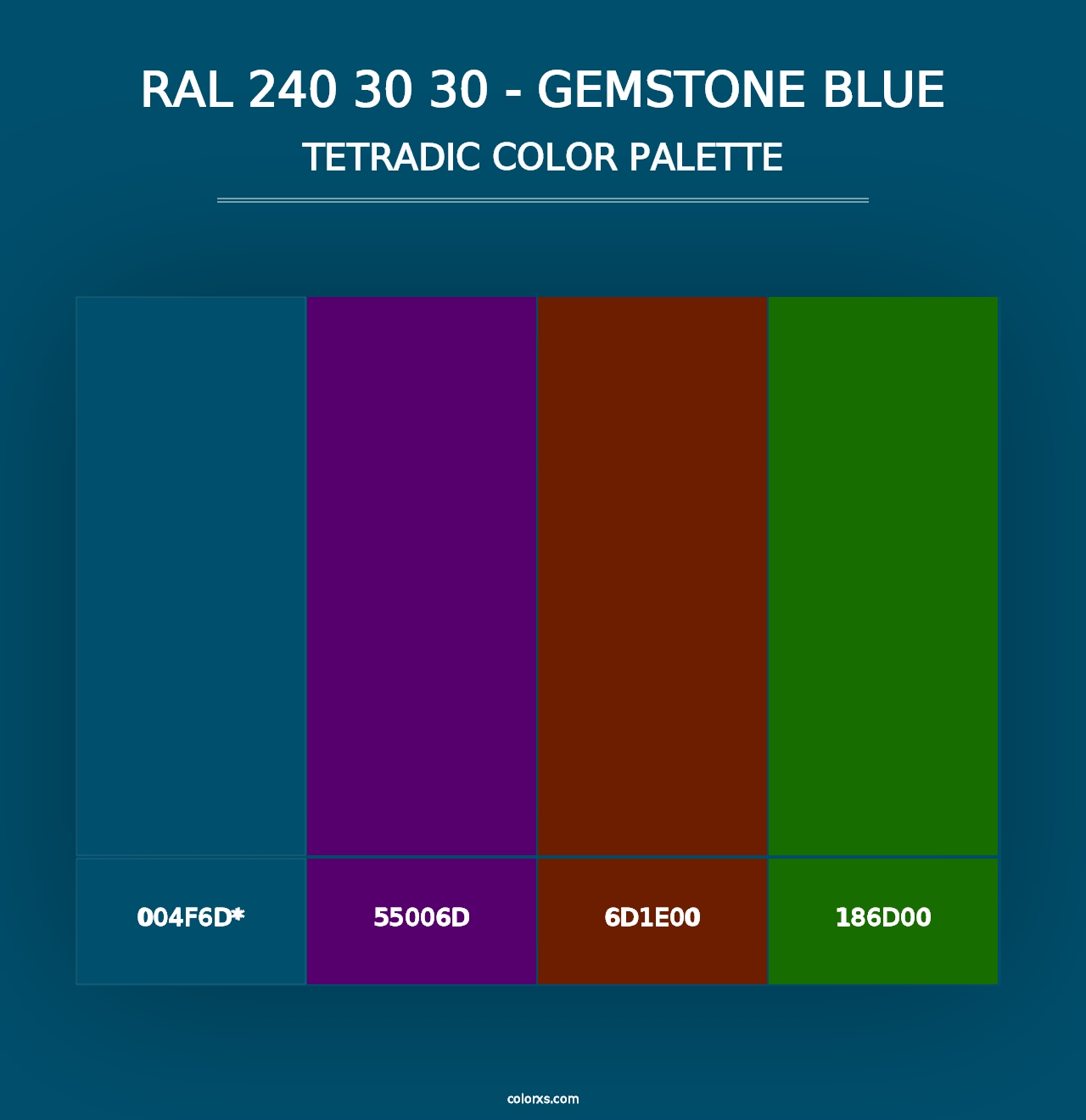 RAL 240 30 30 - Gemstone Blue - Tetradic Color Palette