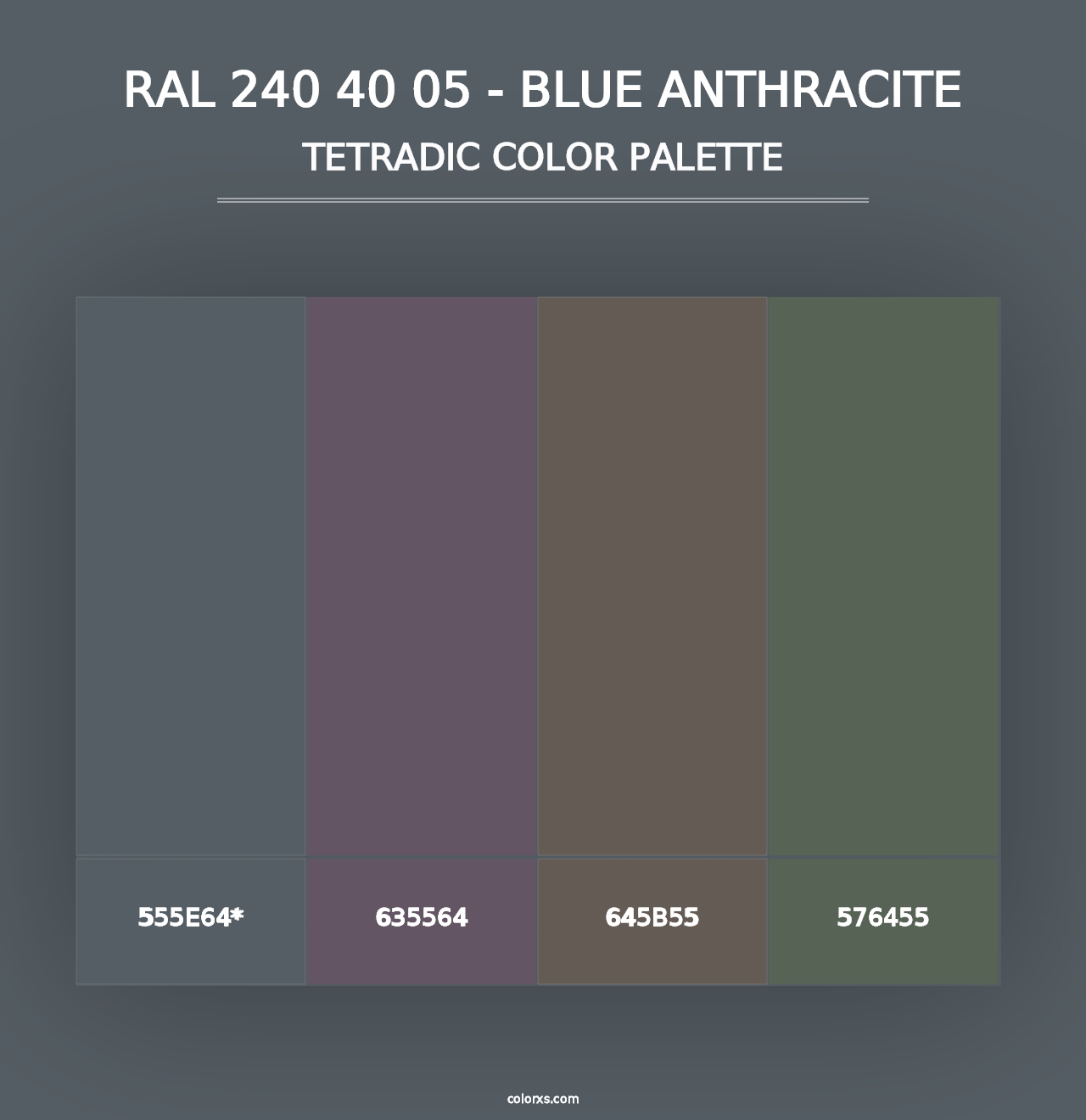 RAL 240 40 05 - Blue Anthracite - Tetradic Color Palette