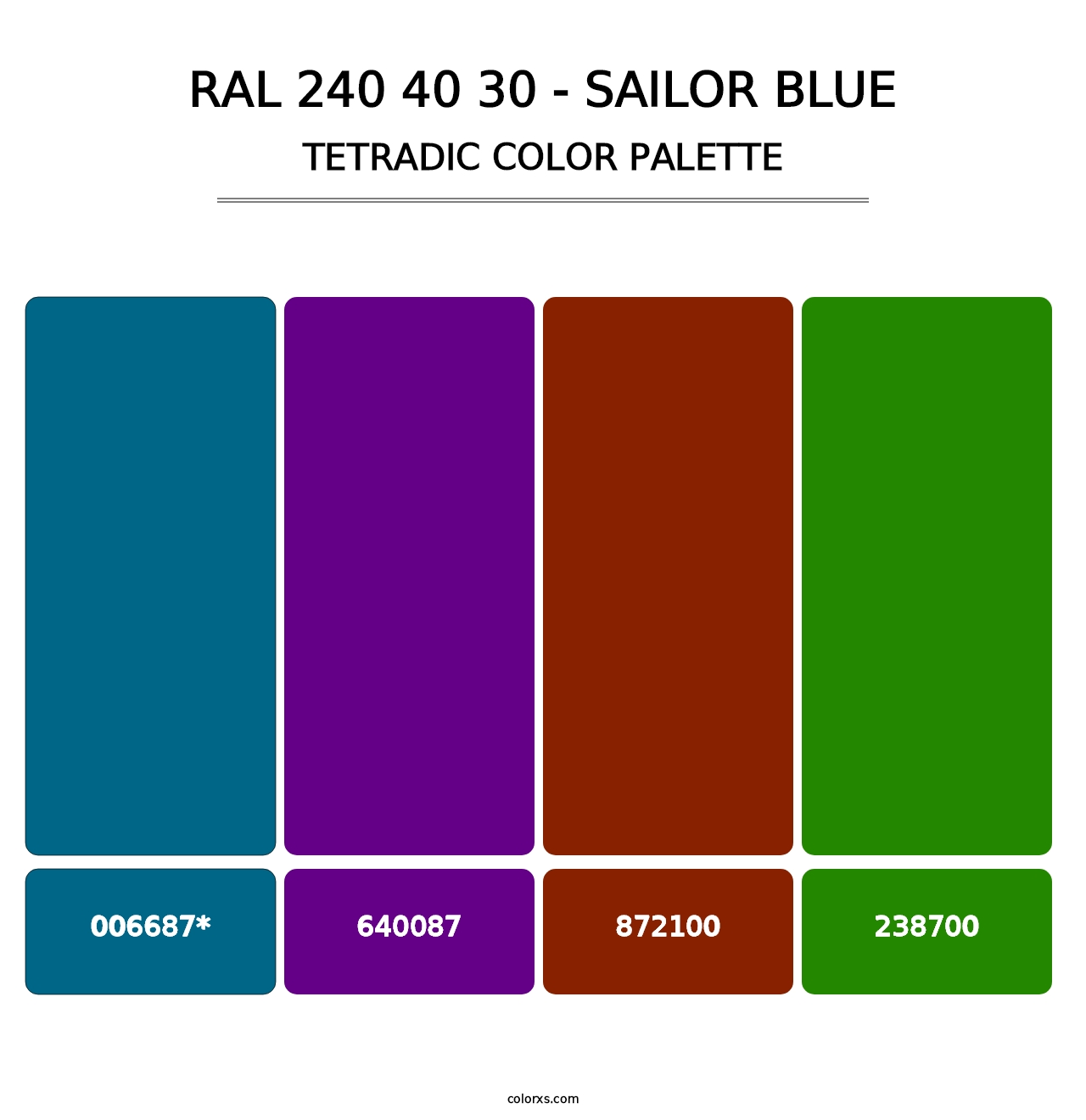 RAL 240 40 30 - Sailor Blue - Tetradic Color Palette