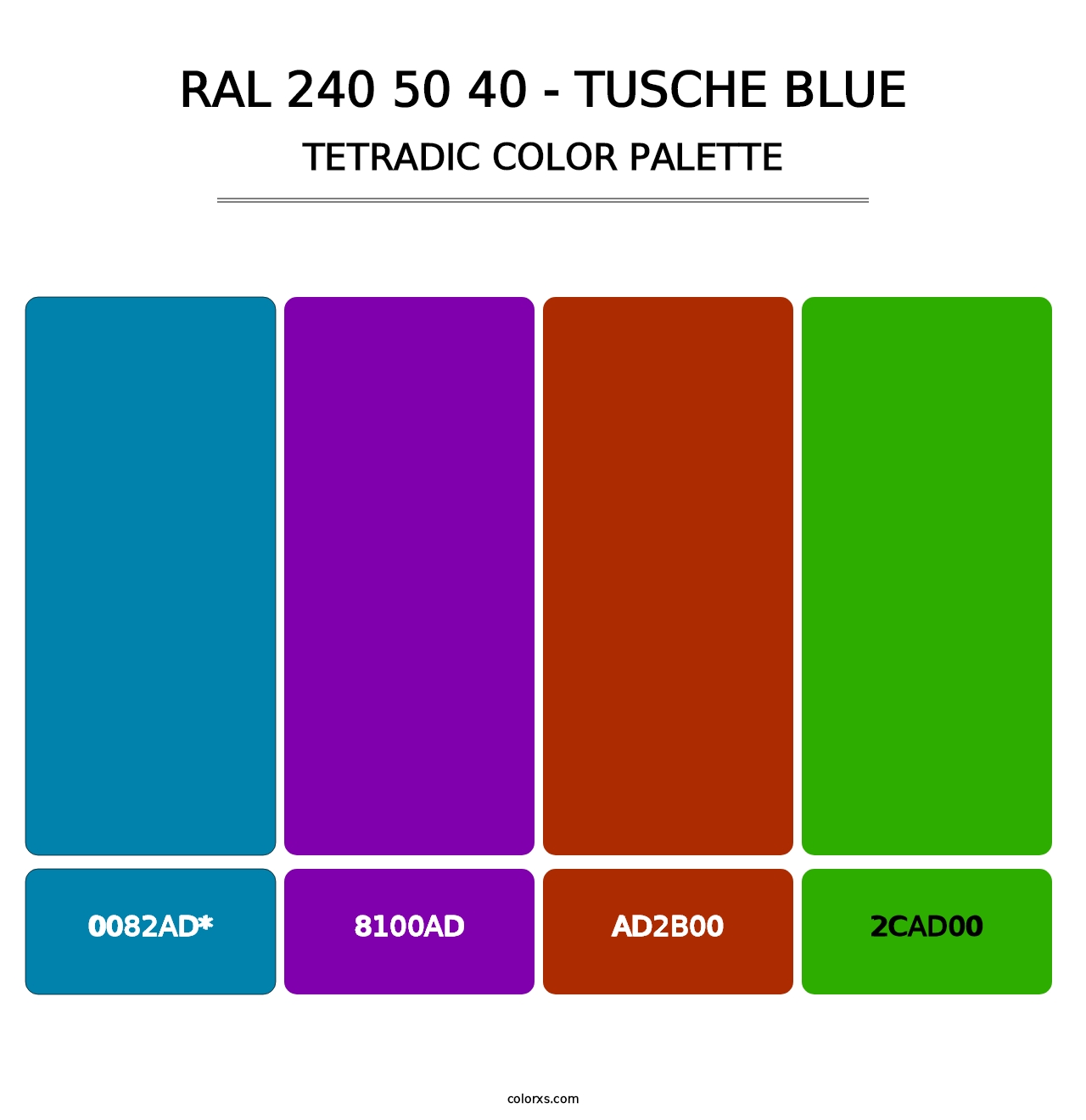 RAL 240 50 40 - Tusche Blue - Tetradic Color Palette