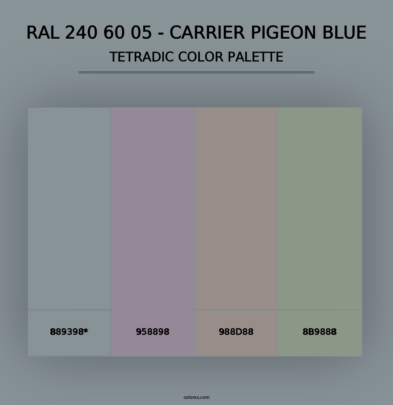 RAL 240 60 05 - Carrier Pigeon Blue - Tetradic Color Palette