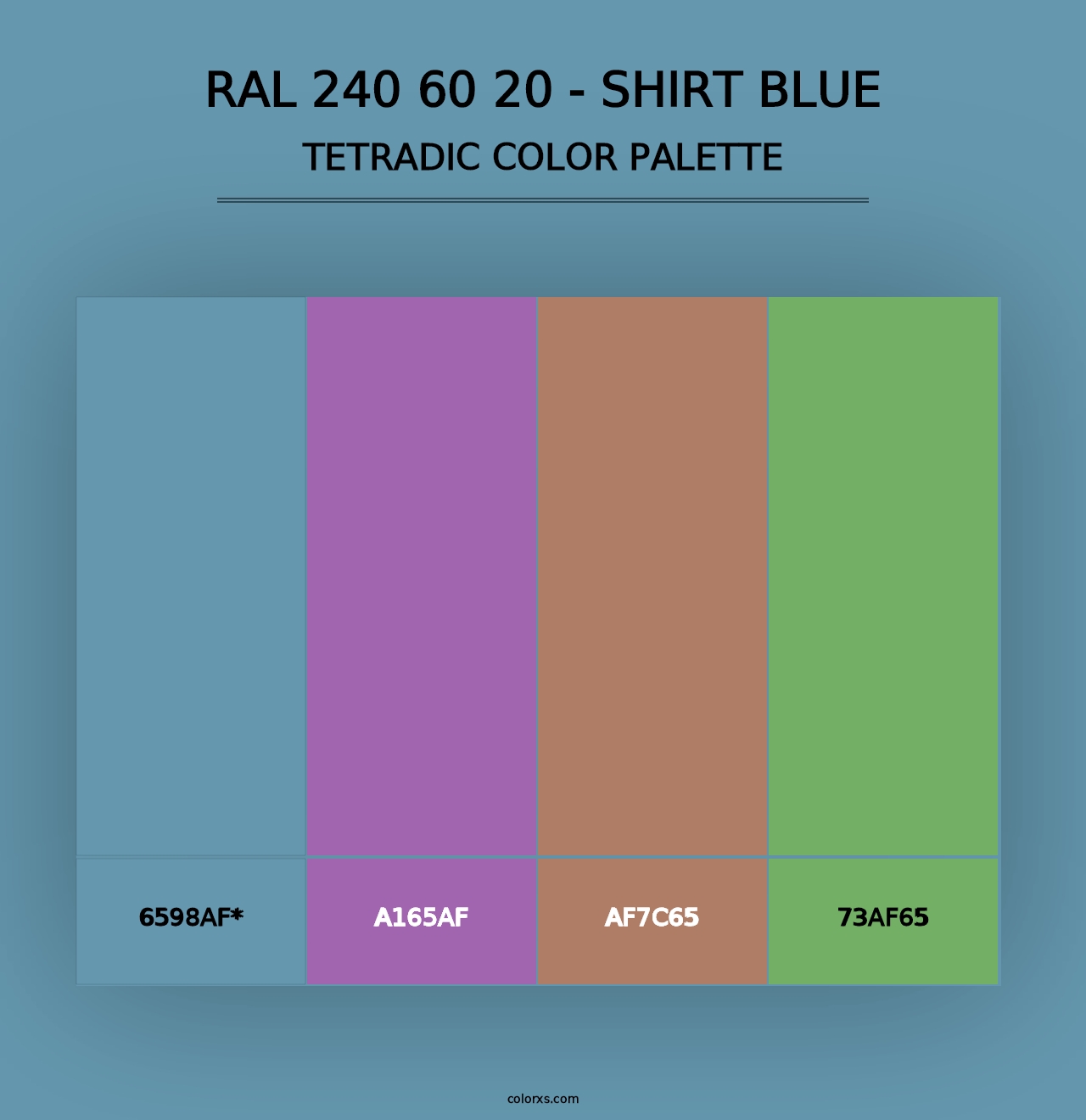 RAL 240 60 20 - Shirt Blue - Tetradic Color Palette