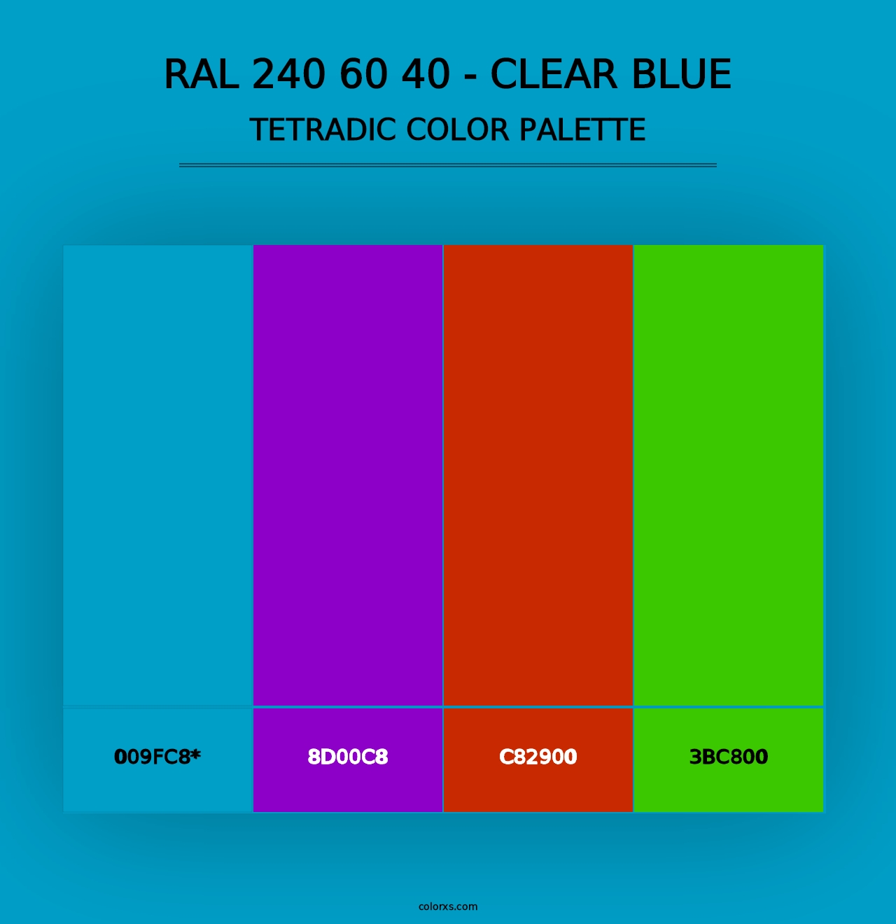 RAL 240 60 40 - Clear Blue - Tetradic Color Palette