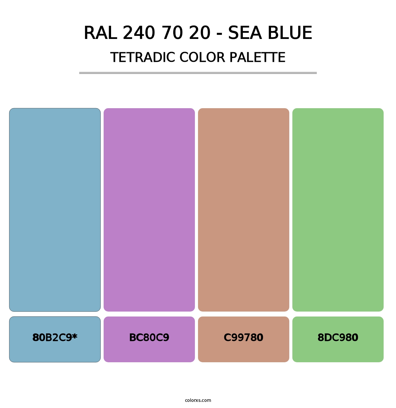 RAL 240 70 20 - Sea Blue - Tetradic Color Palette