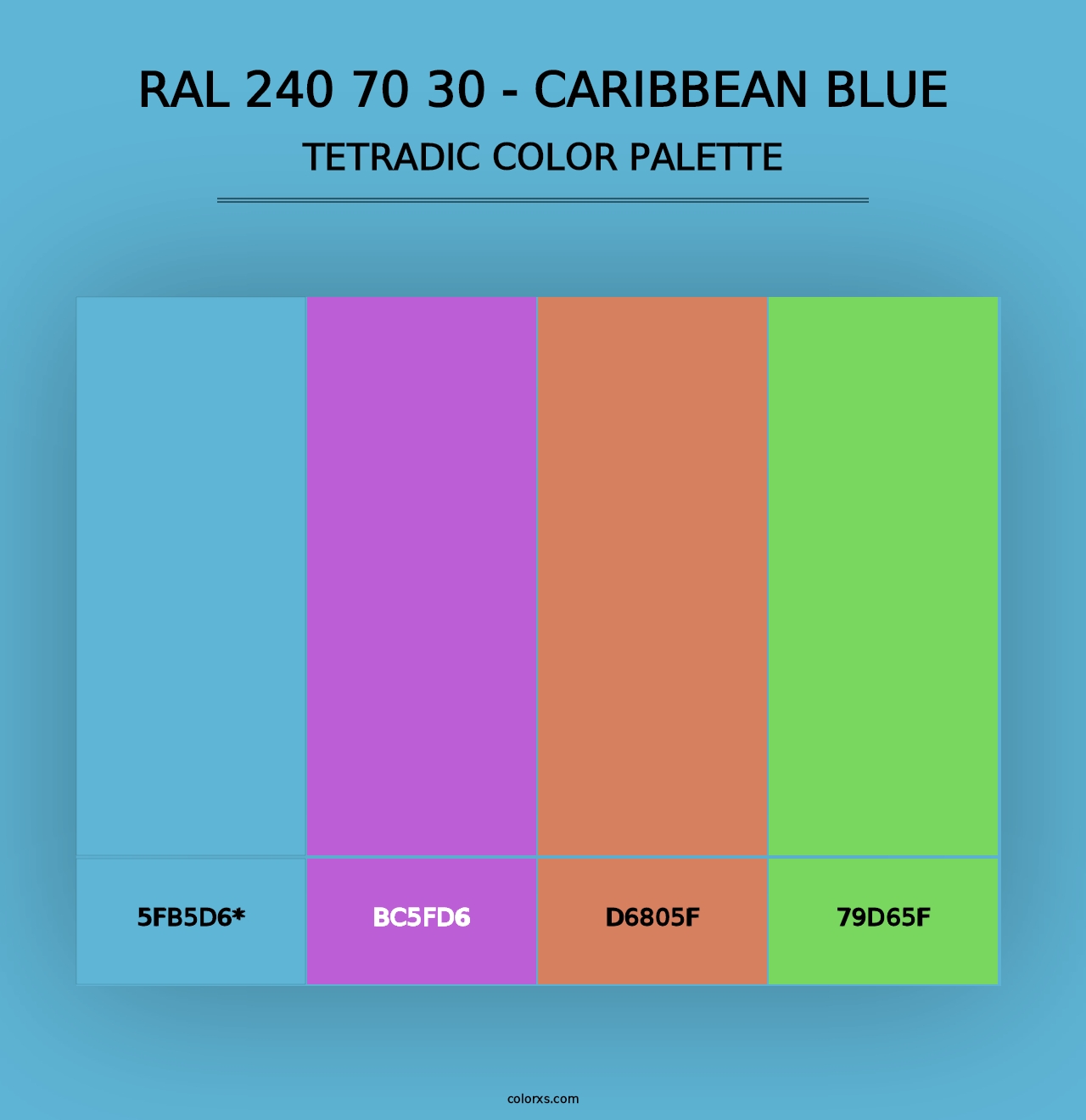 RAL 240 70 30 - Caribbean Blue - Tetradic Color Palette