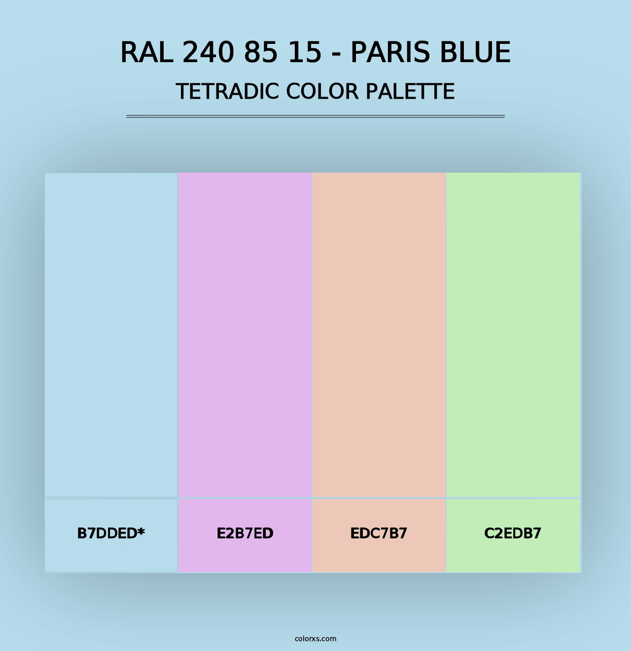 RAL 240 85 15 - Paris Blue - Tetradic Color Palette