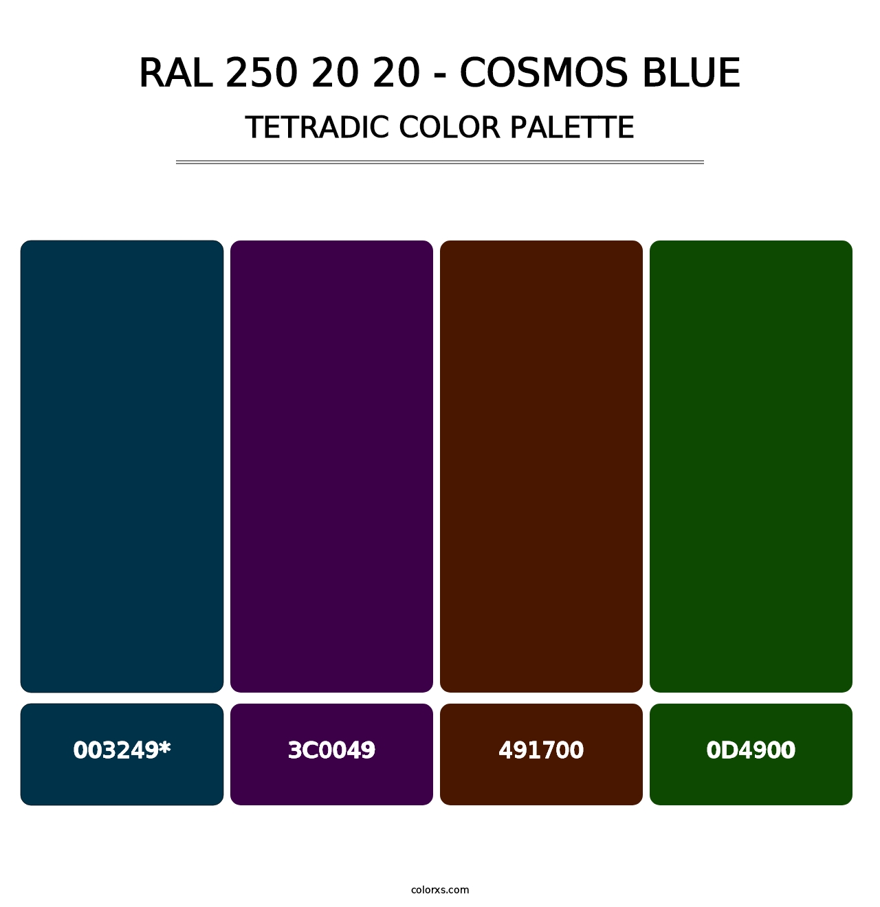 RAL 250 20 20 - Cosmos Blue - Tetradic Color Palette