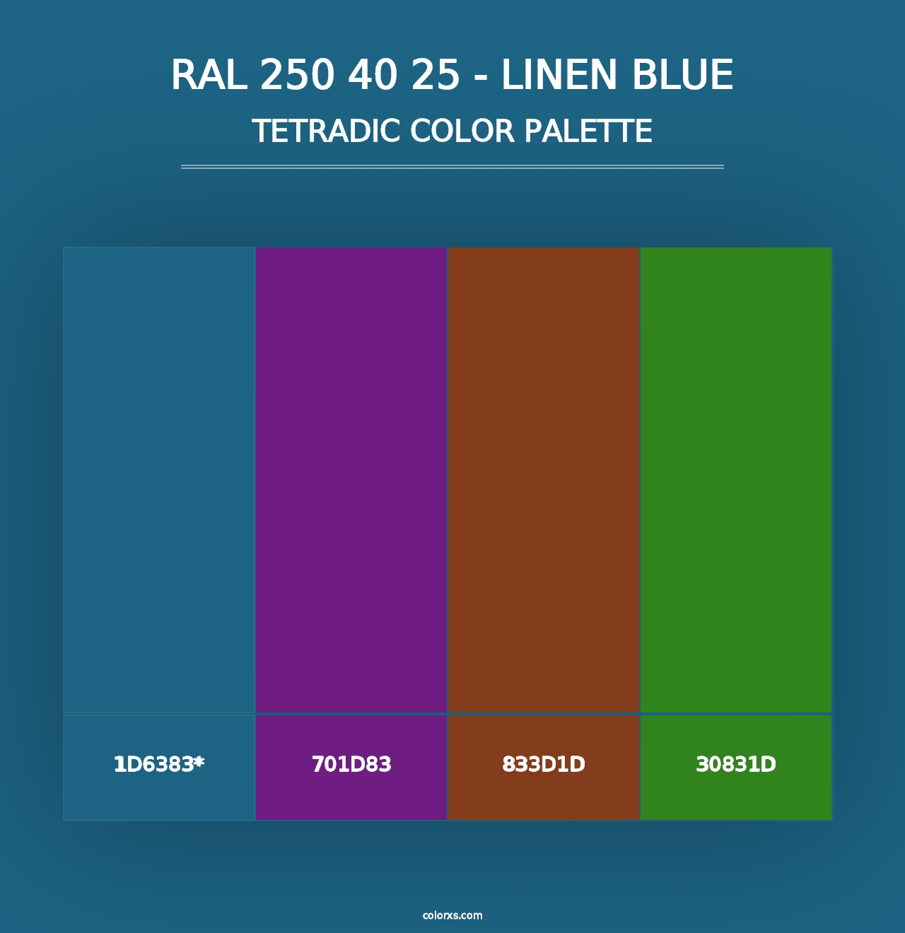 RAL 250 40 25 - Linen Blue - Tetradic Color Palette