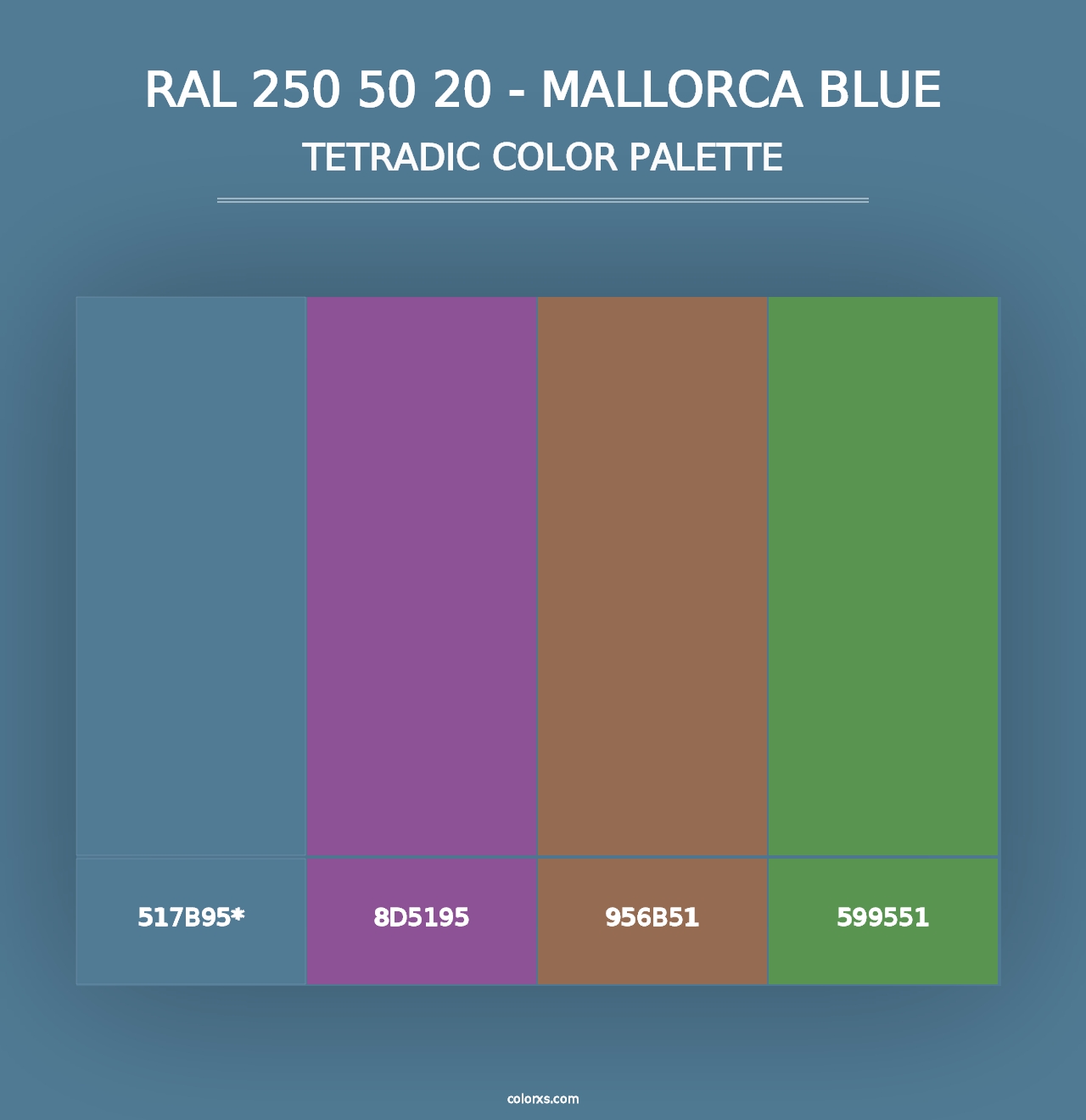 RAL 250 50 20 - Mallorca Blue - Tetradic Color Palette