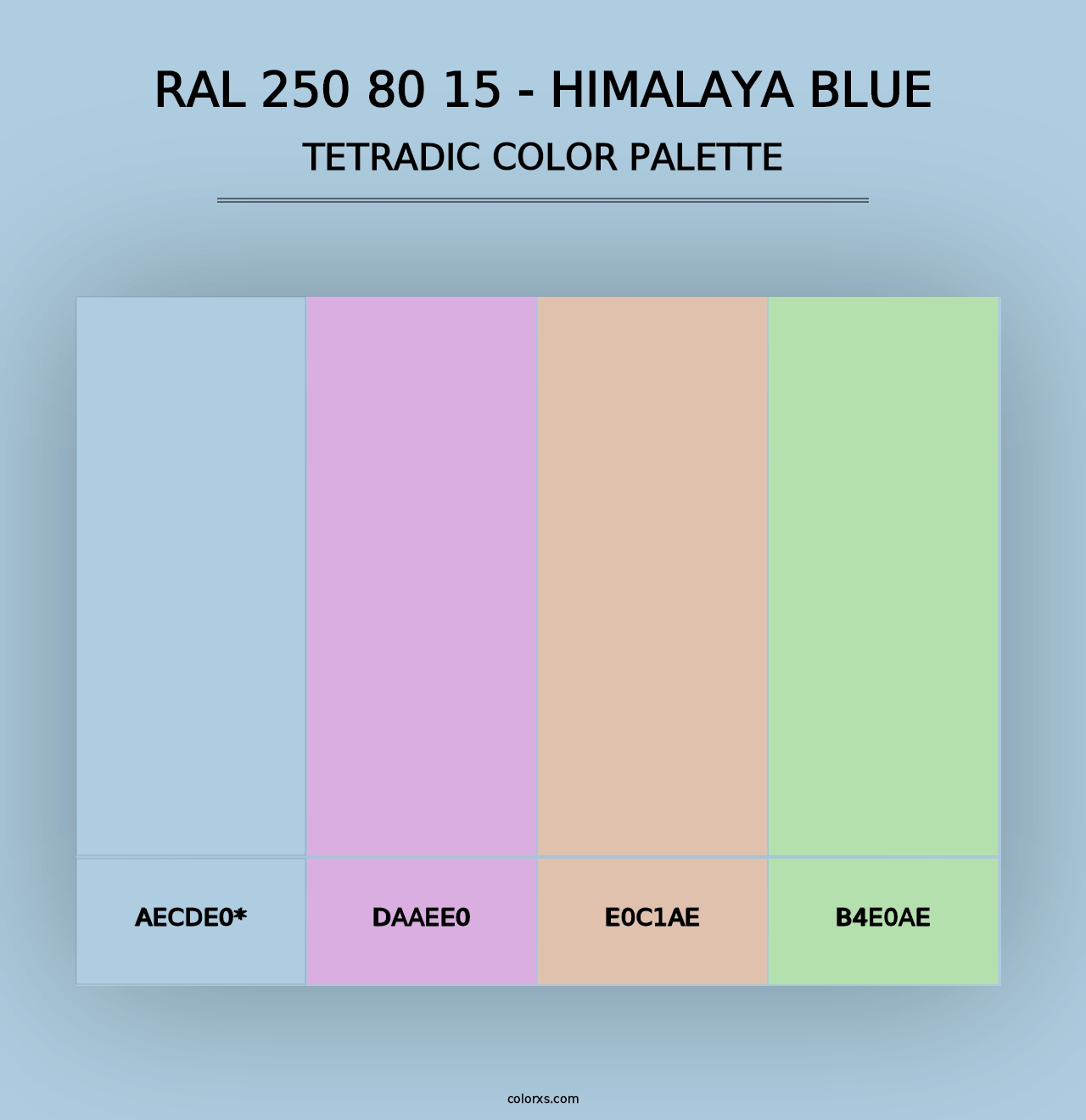 RAL 250 80 15 - Himalaya Blue - Tetradic Color Palette