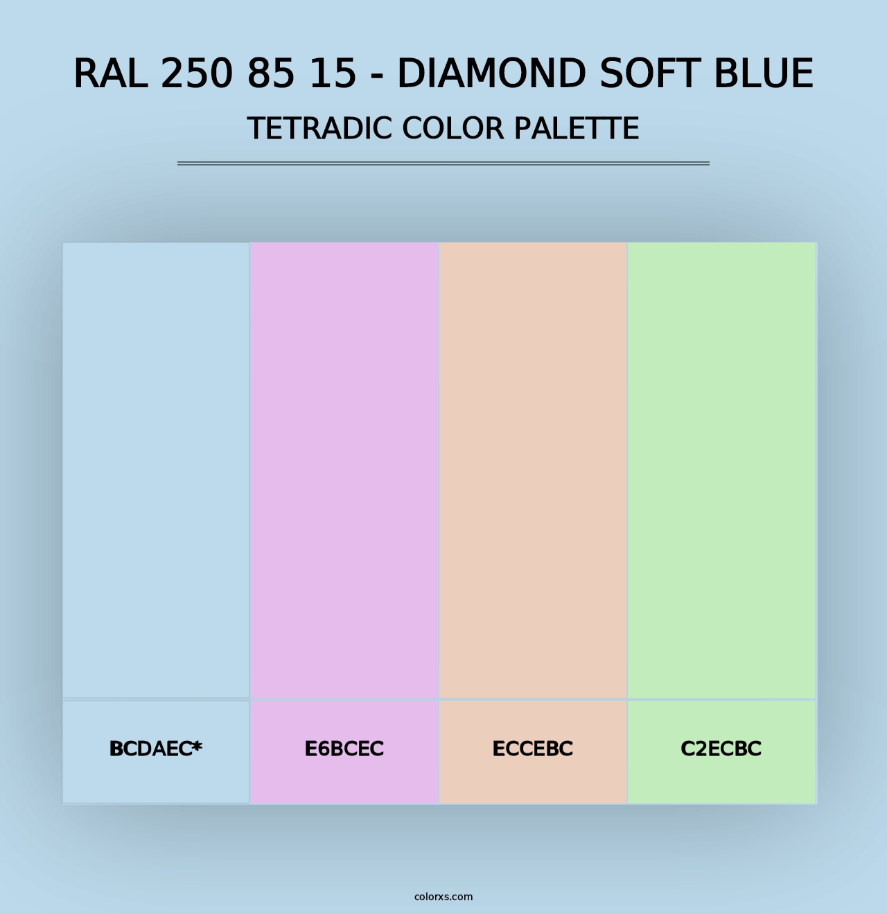 RAL 250 85 15 - Diamond Soft Blue - Tetradic Color Palette