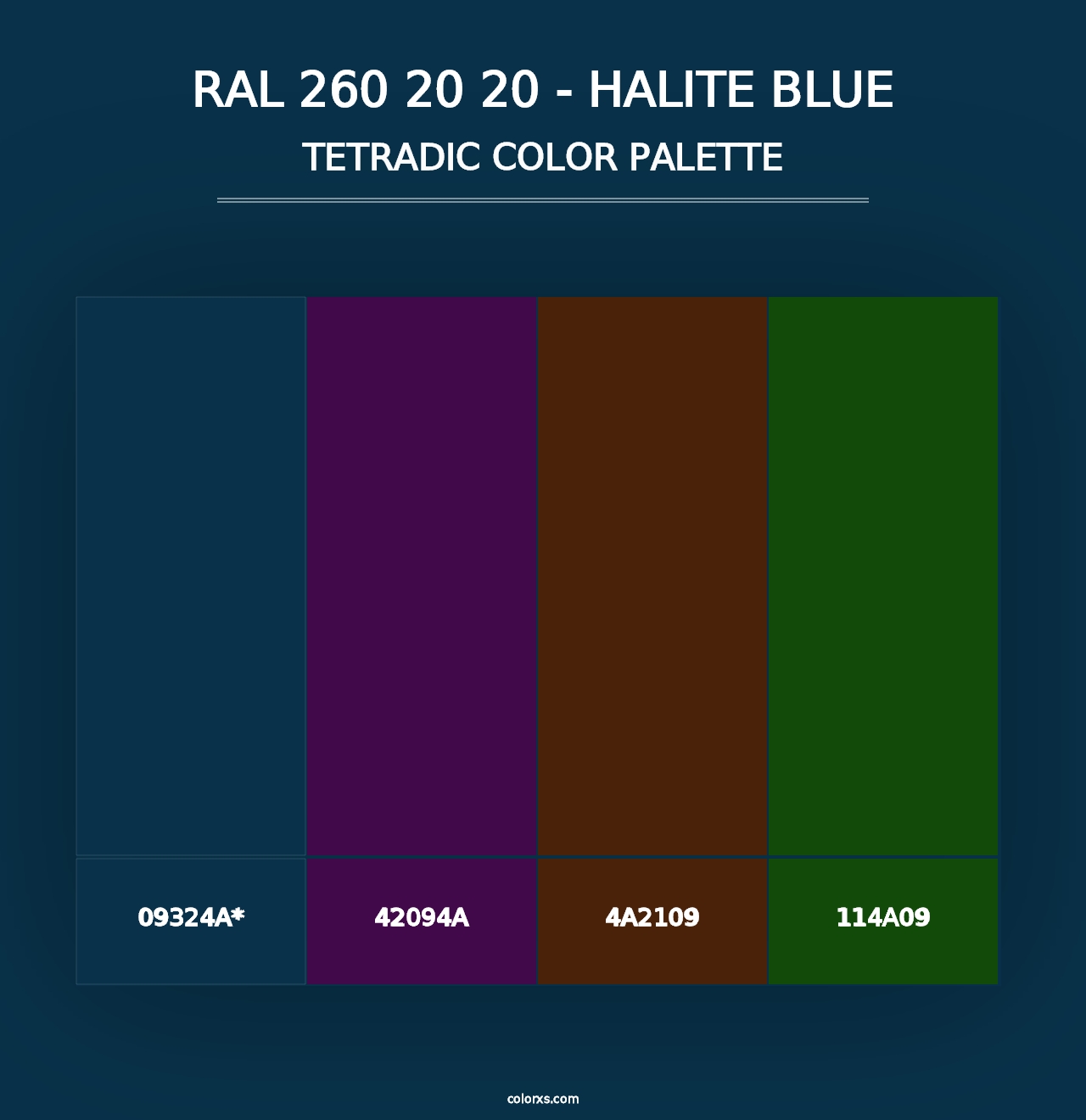 RAL 260 20 20 - Halite Blue - Tetradic Color Palette