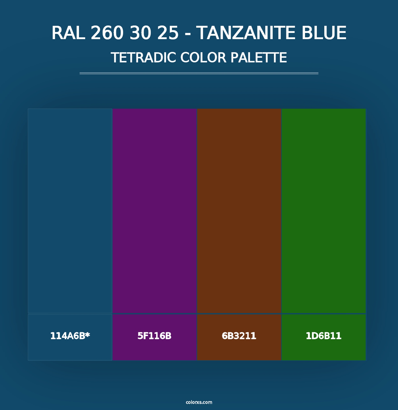 RAL 260 30 25 - Tanzanite Blue - Tetradic Color Palette