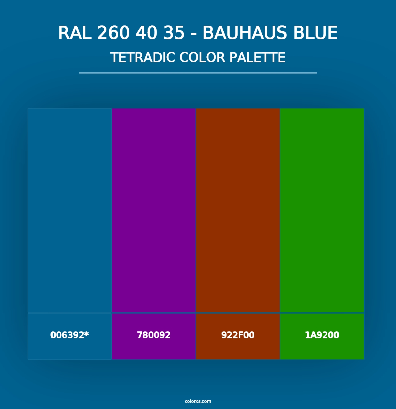 RAL 260 40 35 - Bauhaus Blue - Tetradic Color Palette