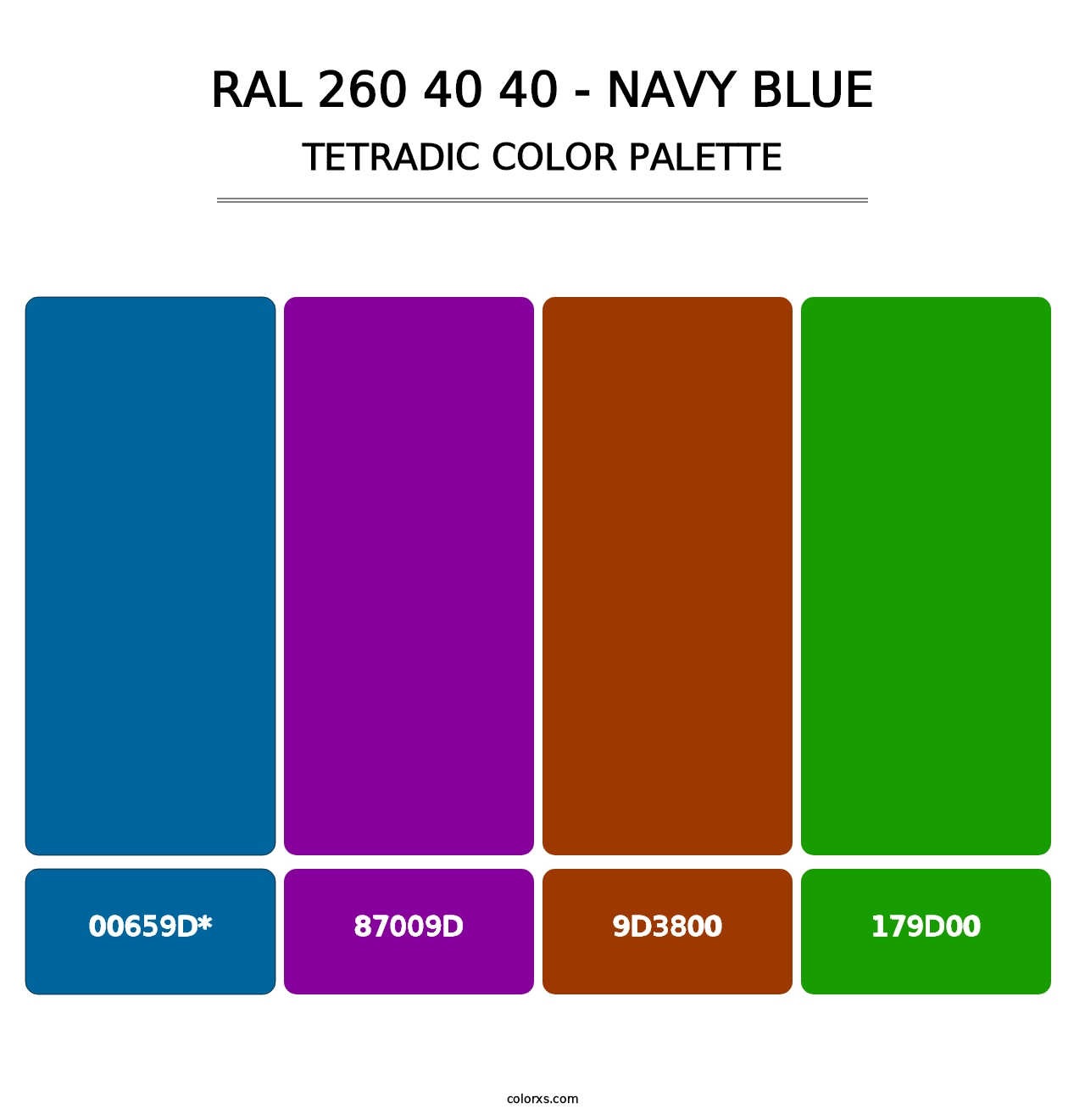 RAL 260 40 40 - Navy Blue - Tetradic Color Palette