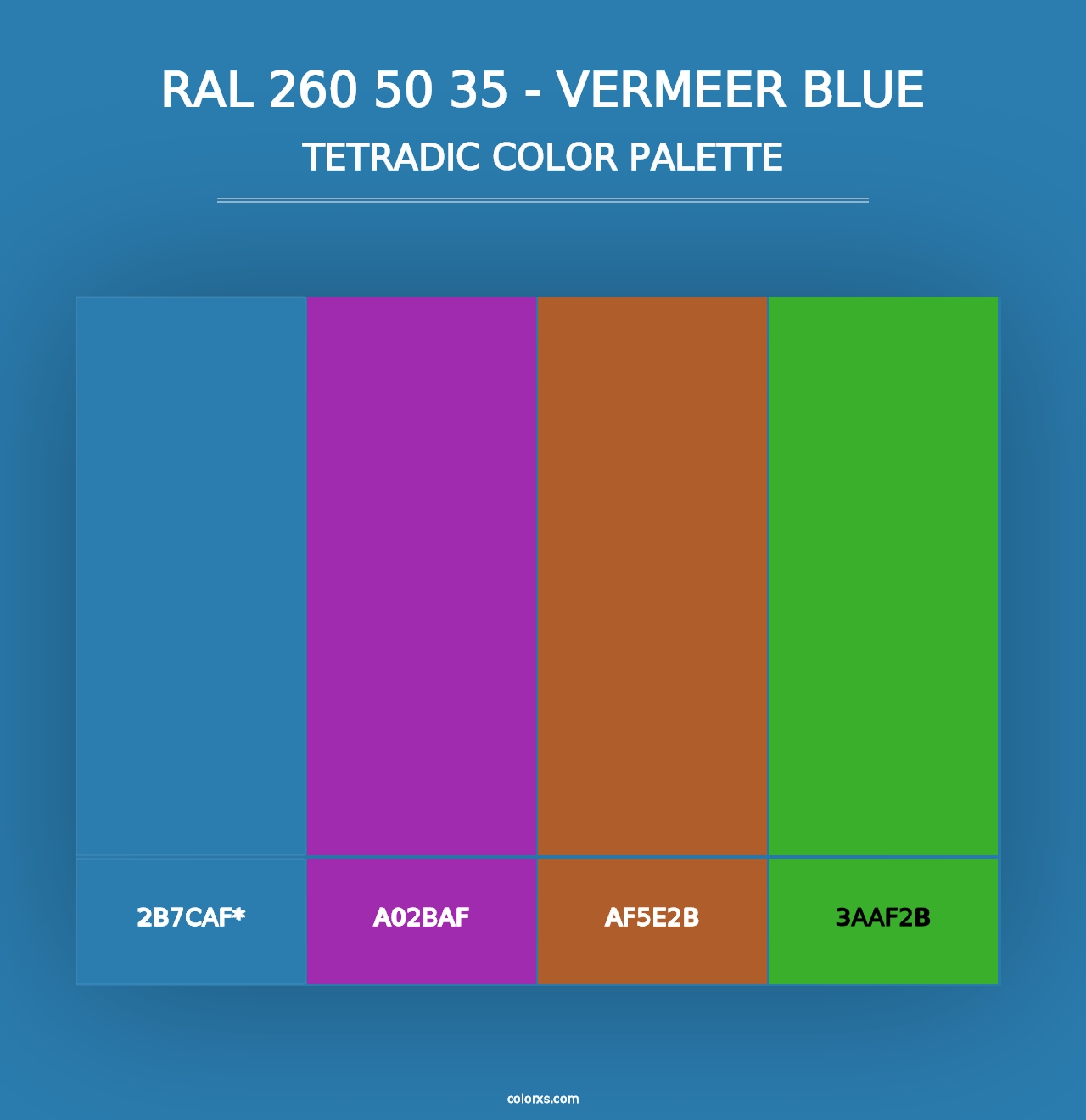 RAL 260 50 35 - Vermeer Blue - Tetradic Color Palette