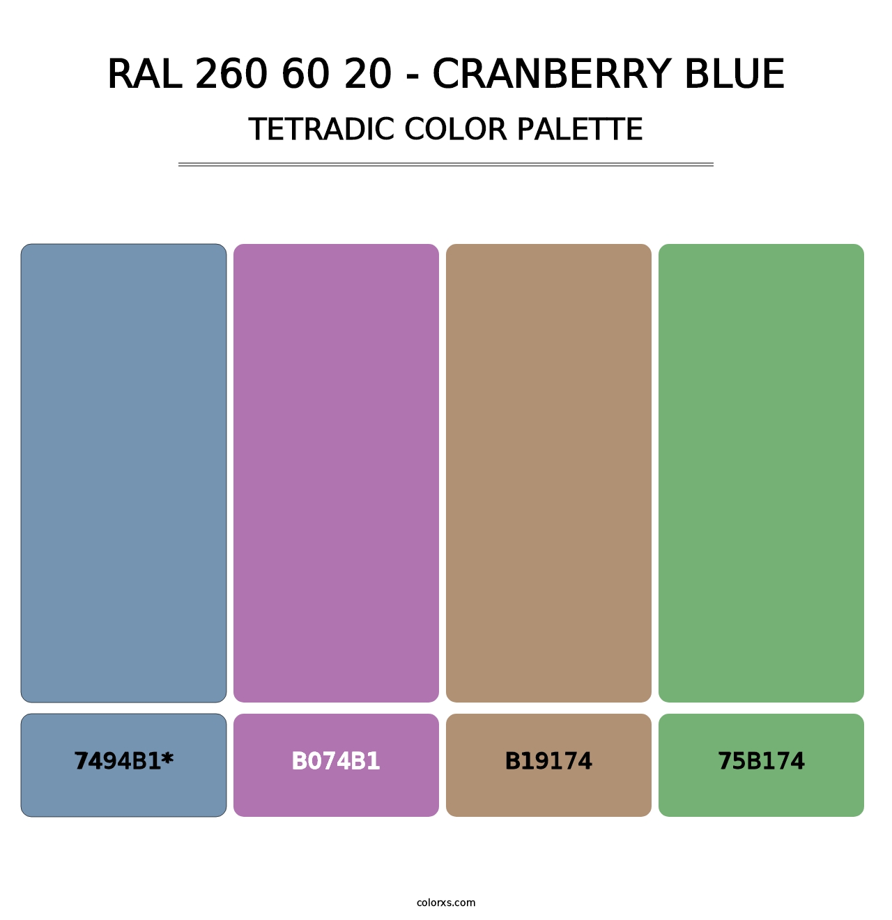 RAL 260 60 20 - Cranberry Blue - Tetradic Color Palette