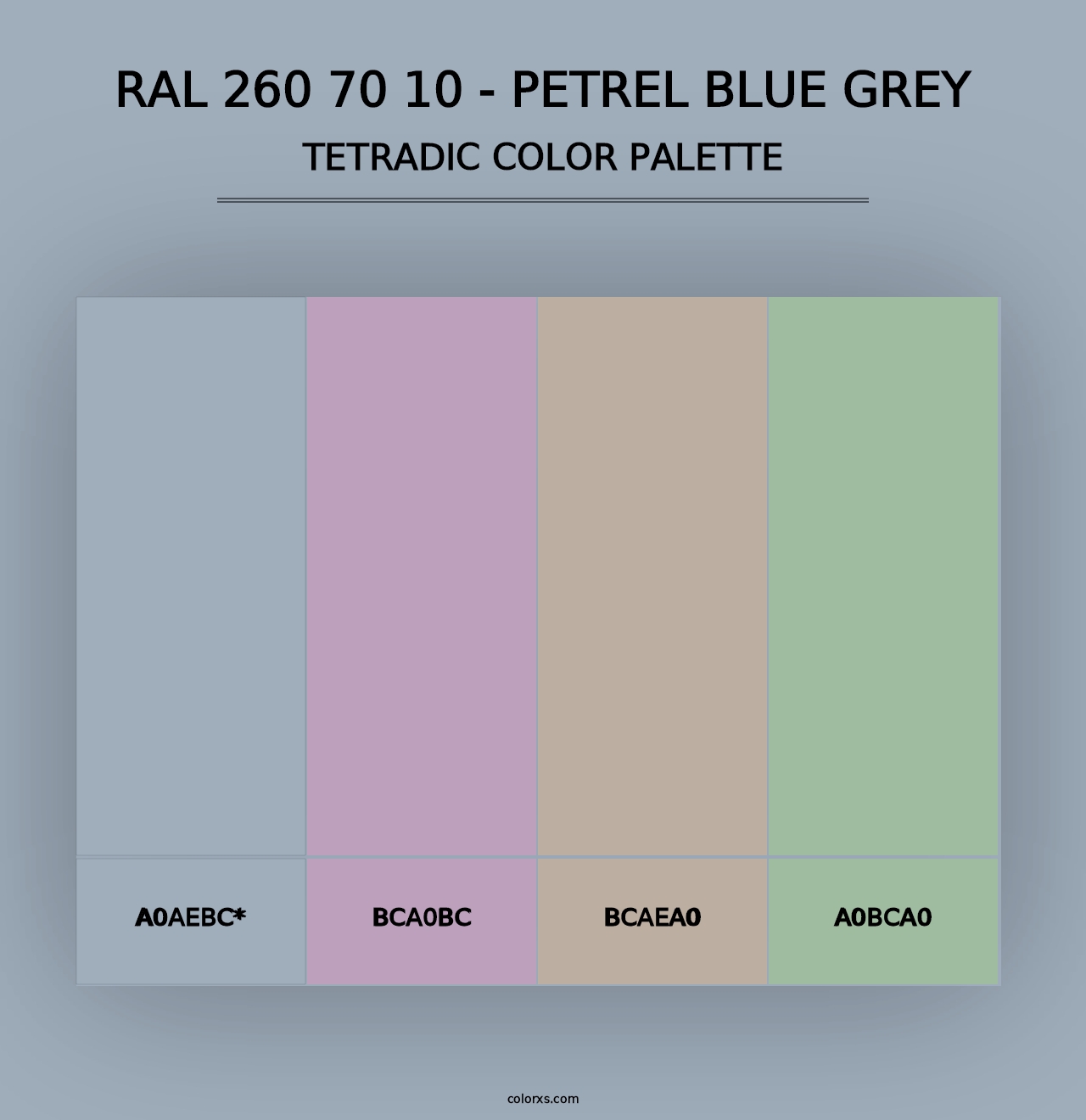 RAL 260 70 10 - Petrel Blue Grey - Tetradic Color Palette