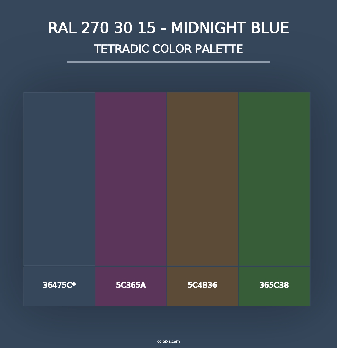 RAL 270 30 15 - Midnight Blue - Tetradic Color Palette