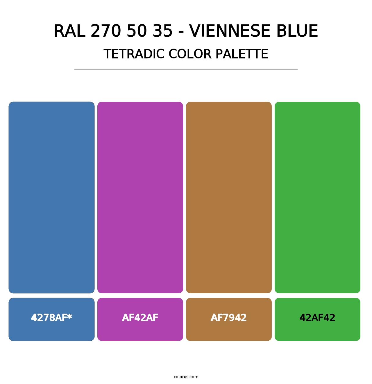 RAL 270 50 35 - Viennese Blue - Tetradic Color Palette