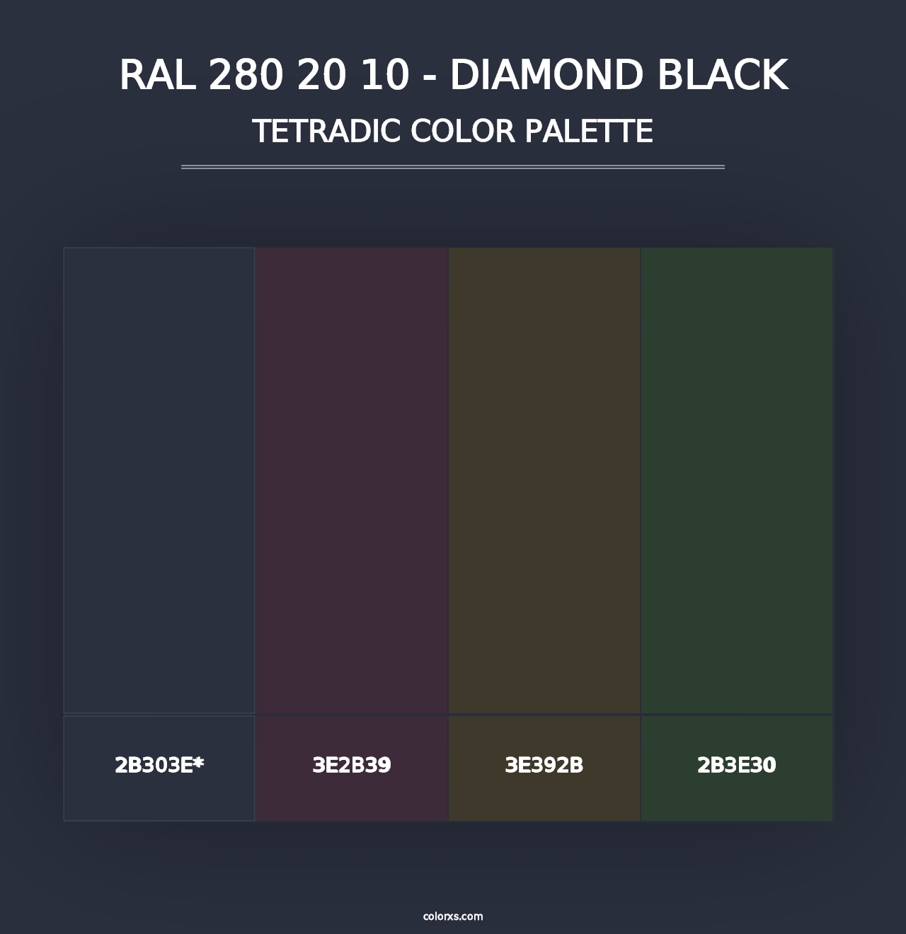 RAL 280 20 10 - Diamond Black - Tetradic Color Palette