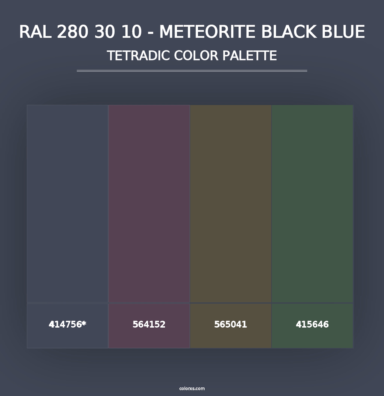 RAL 280 30 10 - Meteorite Black Blue - Tetradic Color Palette