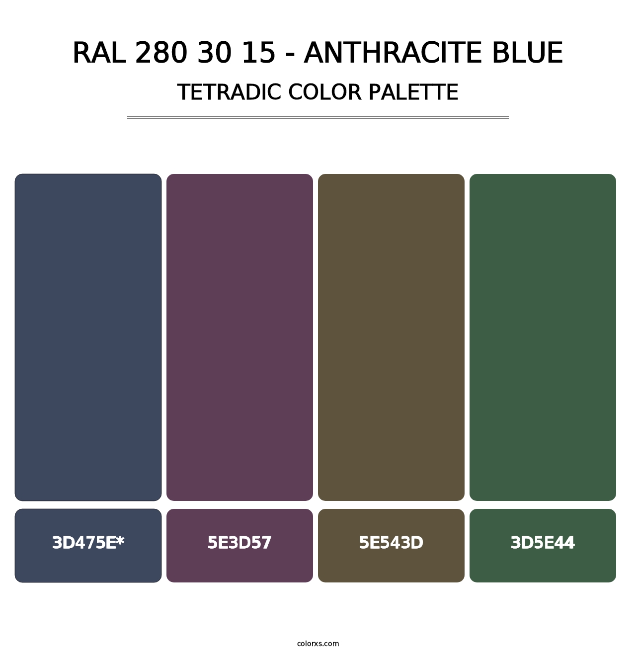 RAL 280 30 15 - Anthracite Blue - Tetradic Color Palette