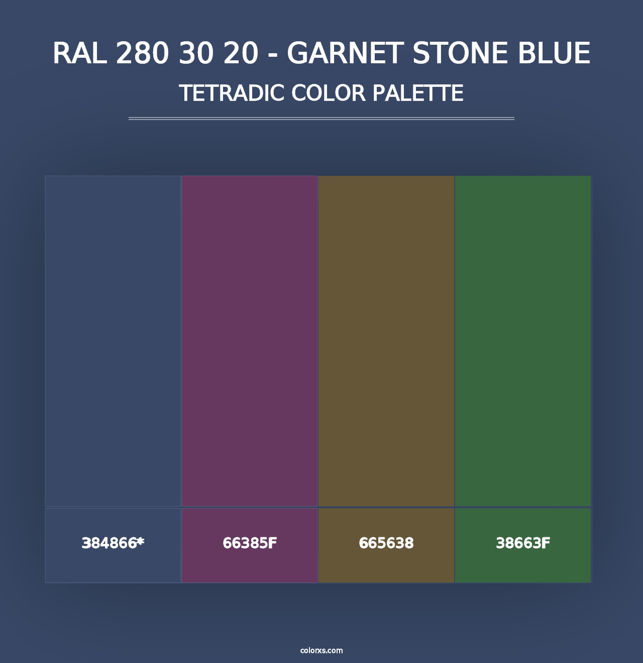 RAL 280 30 20 - Garnet Stone Blue - Tetradic Color Palette