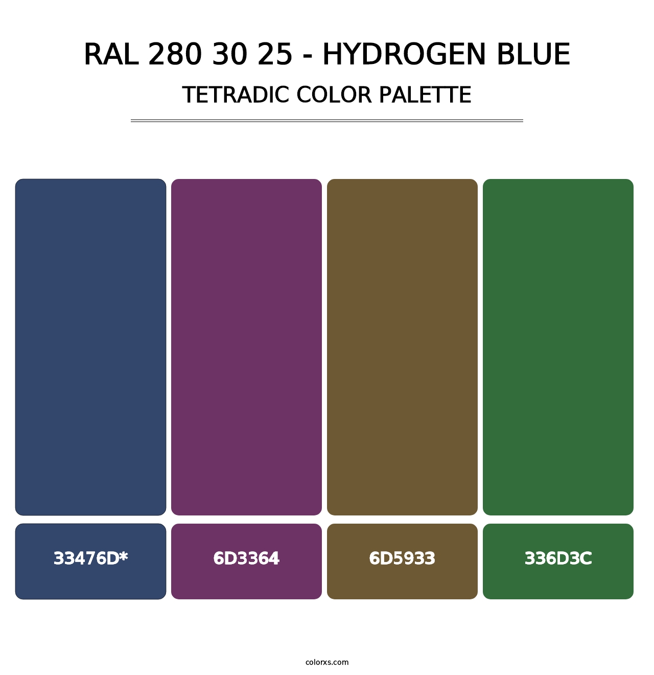 RAL 280 30 25 - Hydrogen Blue - Tetradic Color Palette