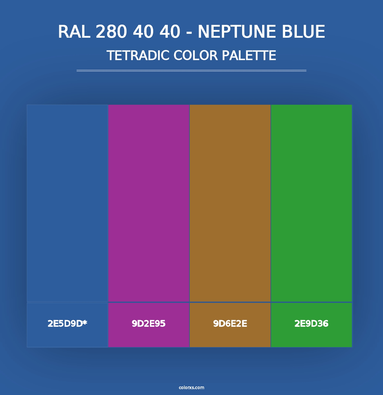 RAL 280 40 40 - Neptune Blue - Tetradic Color Palette